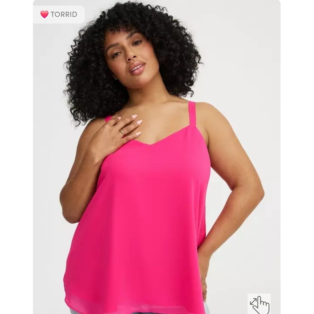 Torrid Sophie Swing Cami Pink Chiffon V-Neck‎ Tank Top Plus 2(18/20) 45201476